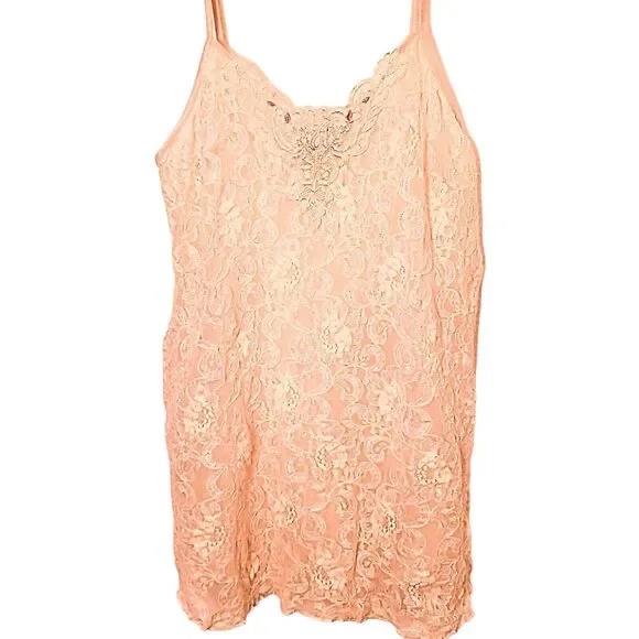 VTG CINEMA ETOILE Pink Stretchy Lace Chemise Nightgown Lingerie SZ M BEAUTIFUL - Picture 8 of 16